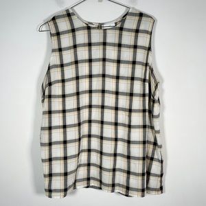 J. Jill Women’s Size 2X Sleeveless Plaid Pattern Tank Top Keyhole